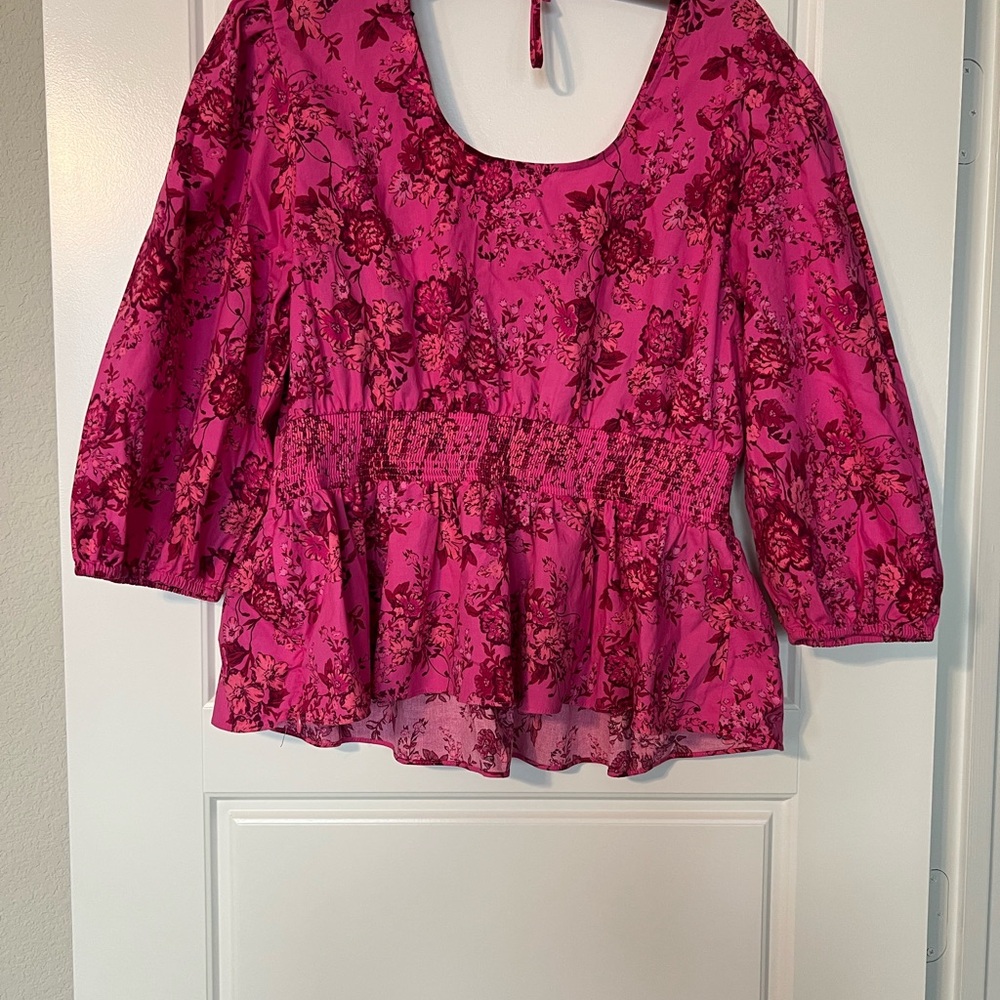 INC International Concepts Pink Floral Blouse